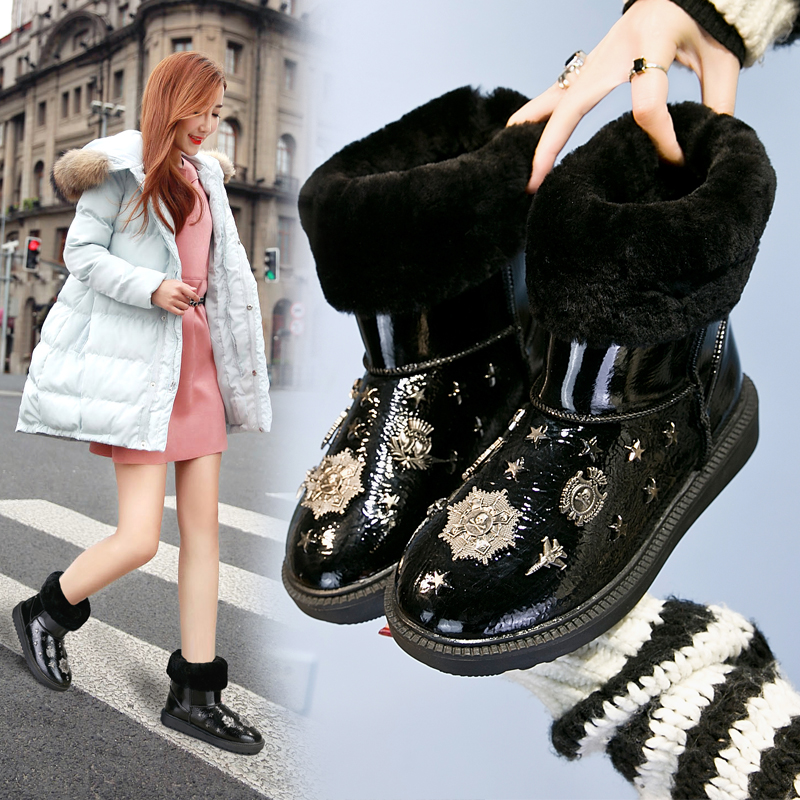 正品[女士雪地靴防水的]女士防水雪地靴新款评