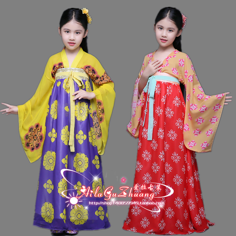 武媚娘同款古装仙女裙 汉服襦裙 儿童古装舞蹈服装大广袖花色古装