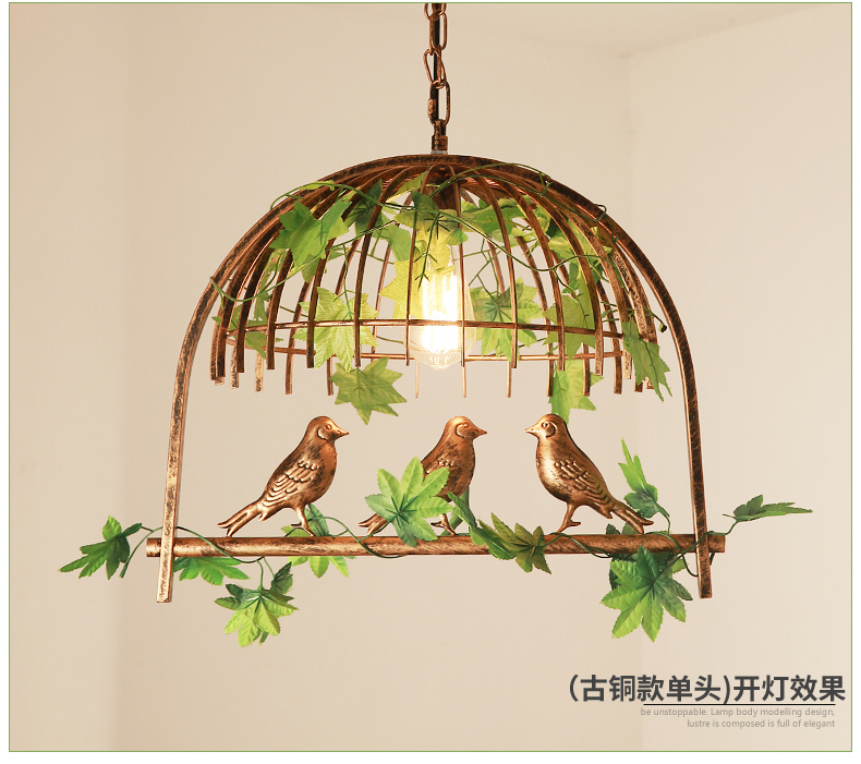 创意鸟笼餐厅灯铁艺个性简约咖啡厅酒吧台书房美式复古小鸟吊灯