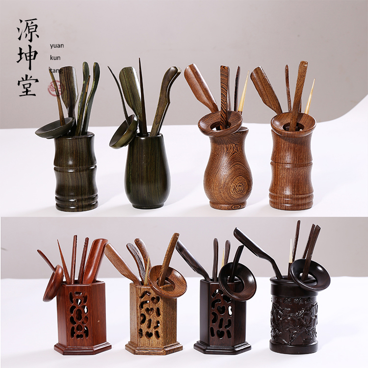源坤堂功夫茶具配件茶道零配六君子茶勺茶匙茶铲实木竹茶夹子特价