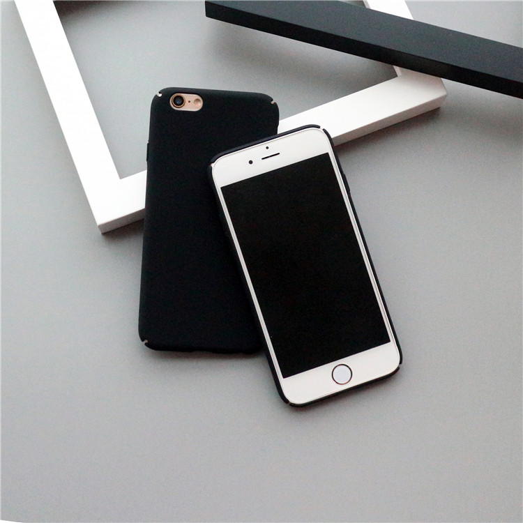 黑色简约素色iphone7 plus手机壳苹果6/6s plus保护套全包磨砂壳5