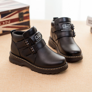 冬季男童保暖真皮短靴