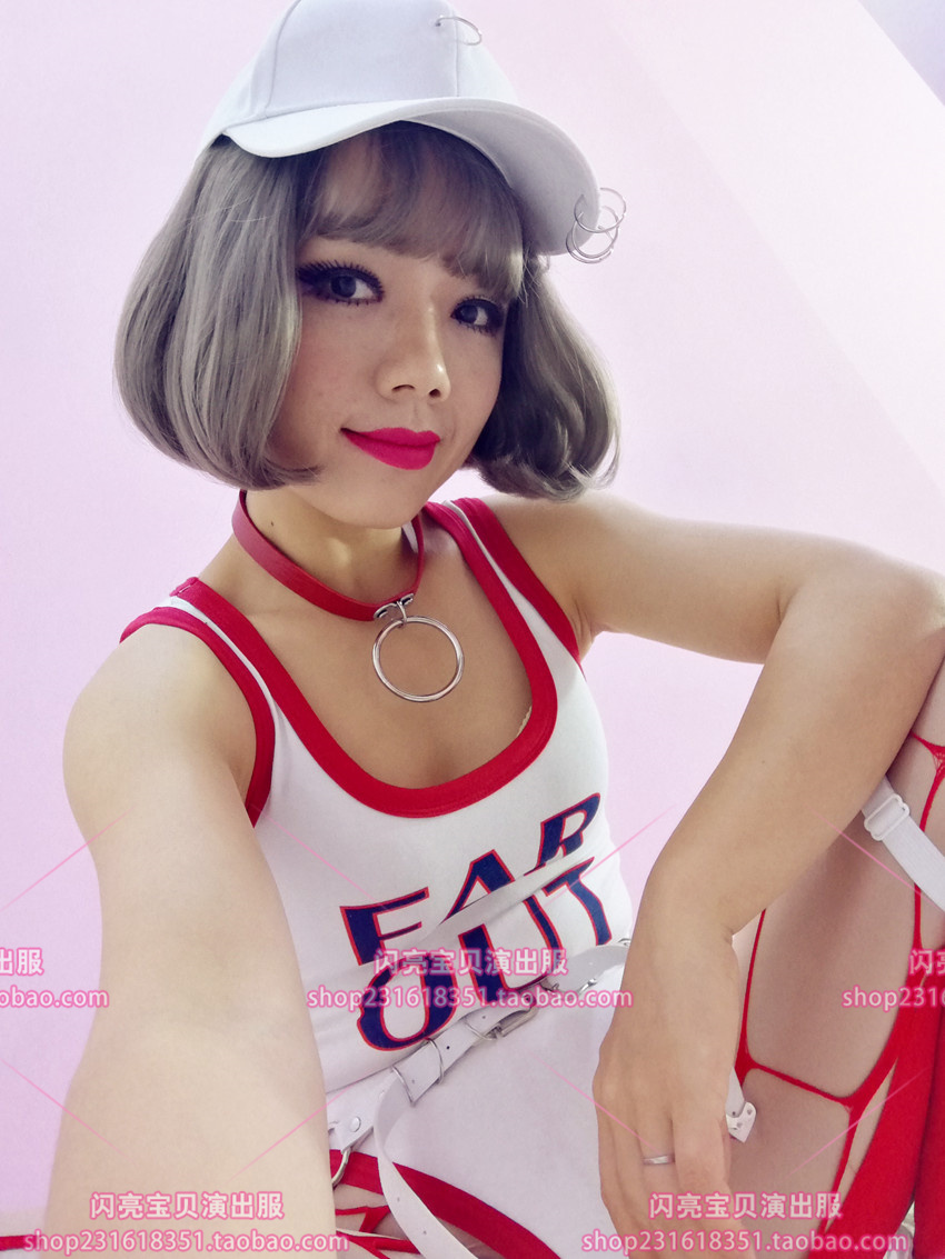 闪亮宝贝夜店舞台服装酒吧dj女歌手演出服爵士欧美ds性感字母连体