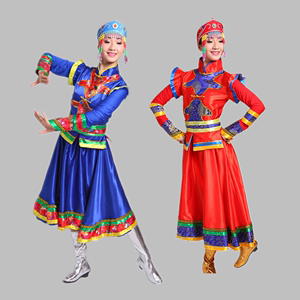 新款蒙古族舞蹈演出服装女内蒙古袍短裙少数民