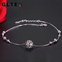 GLTEN925银脚链女时尚韩版气质夏天配饰品手链女人节礼物送女友