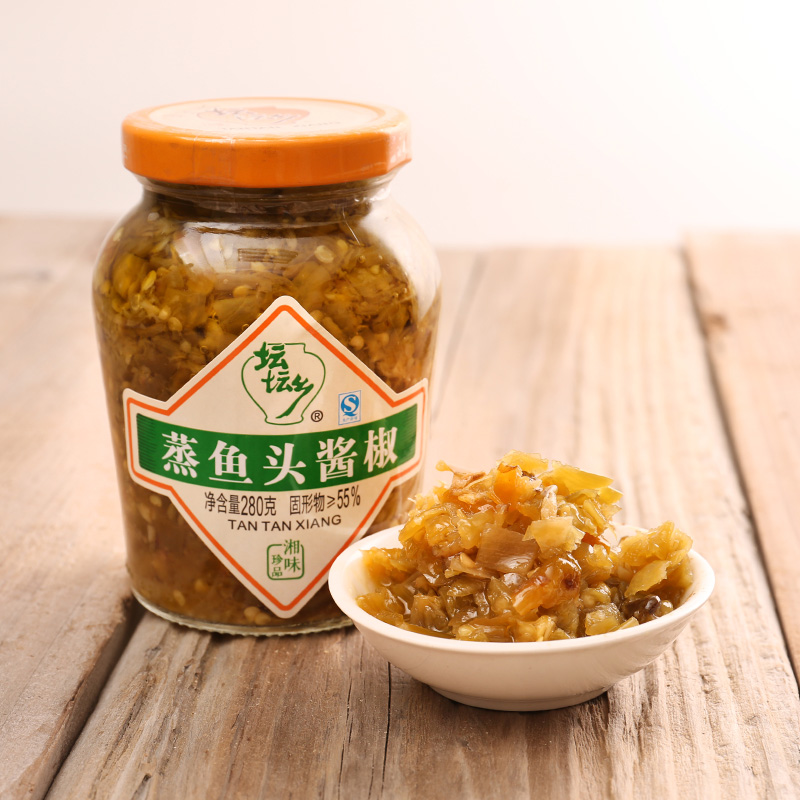 坛坛乡蒸鱼头酱椒280g湖南特产辣椒酱鱼头剁椒拌饭拌面酱4瓶包邮