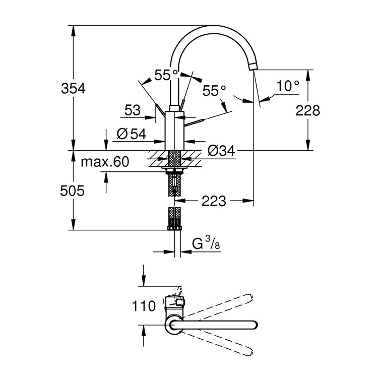 德国高仪龙头grohe 32843/32843000 欧瑞科高嘴旋转厨房水龙头