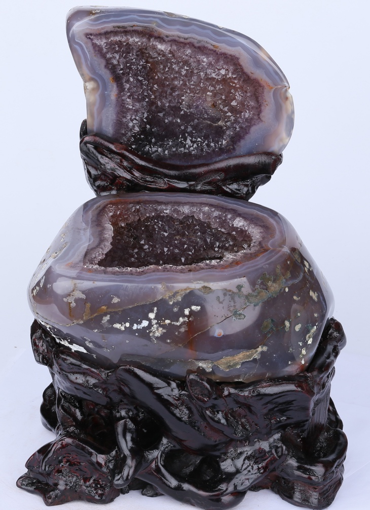 天然巴西紫水晶聚宝盆摆件 紫晶洞原石玛瑙聚宝盆水晶