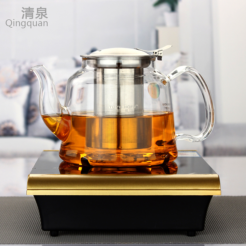 拓优 耐热玻璃专用电磁炉煮茶壶 不锈钢过滤泡茶壶 烧水茶具套装