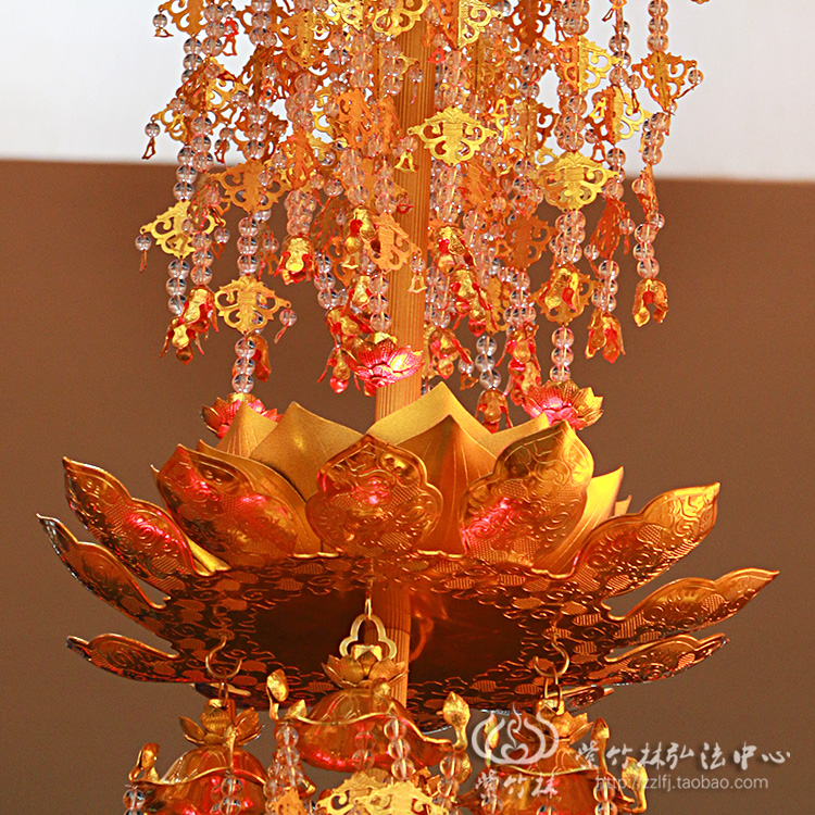 紫竹林 佛教用品供佛装饰供具 双层璎珞灯笼鎏金莲花灯寺院供佛灯