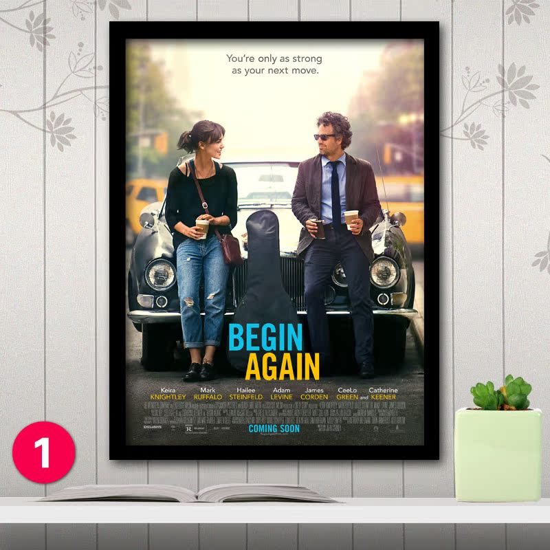 经典电影极简海报有框画装饰画挂壁画 歌曲改变人生begin again