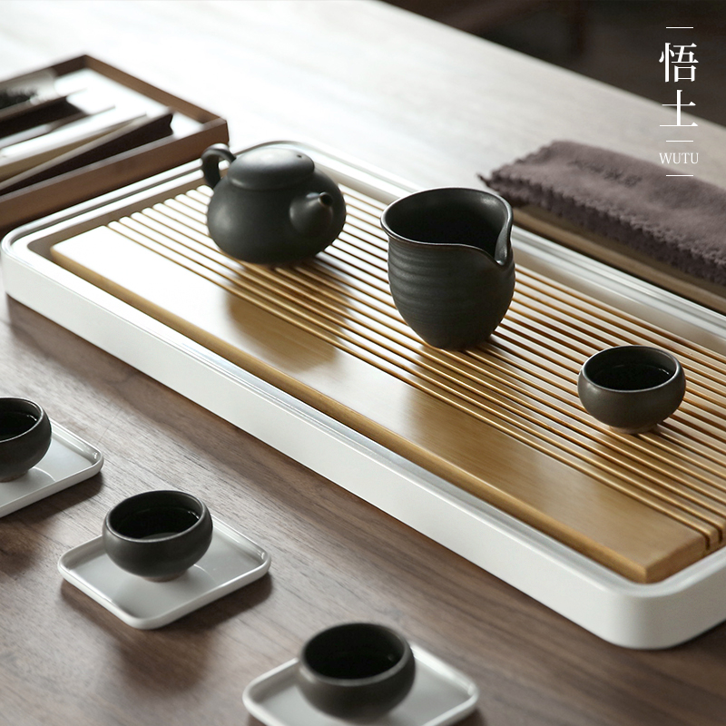竹制茶盘排水茶海简约储水茶托盘原竹密胺茶台日式功夫茶具套装