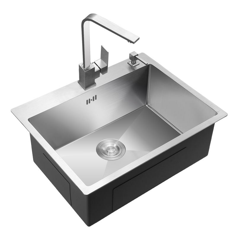 乐格森 手工水槽大单槽 4mm加厚304不锈钢单盆池 厨房