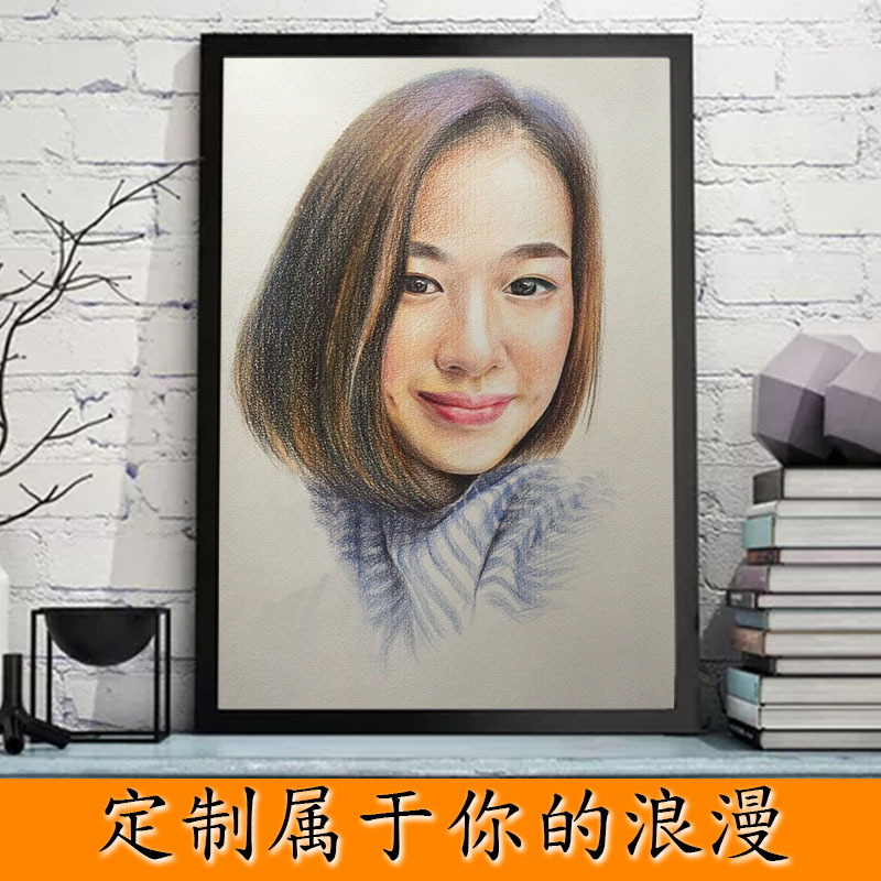 手绘头像素描画像真人照片转手绘代画人物画彩铅头像 diy手绘照片