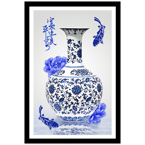 5d钻石画圆钻砖石秀青花瓷花瓶客厅卧室书房点钻粘贴十字绣贴部分