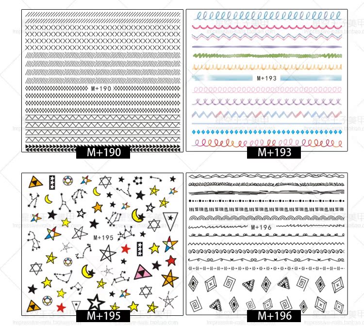 波西米亚日系美甲贴纸 胡子羽毛箭头线条 星座指甲油装饰水印贴花