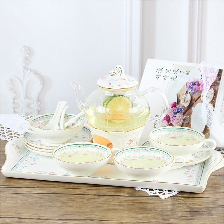 小西家 小碎花英式骨瓷花茶具 下午茶陶瓷花草茶具 可加热花茶壶