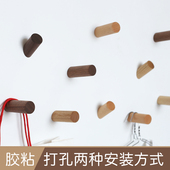 饰挂衣钩木质卧室墙壁挂勾房间挂衣架 守竟夜吃木衣帽钩墙面装