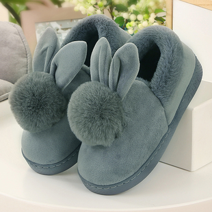 韩版可爱冬季棉拖鞋女冬包跟厚底防滑室内居家保暖毛毛冬天月子鞋