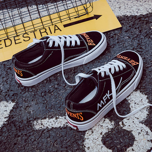 黑色chic帆布鞋原宿板鞋