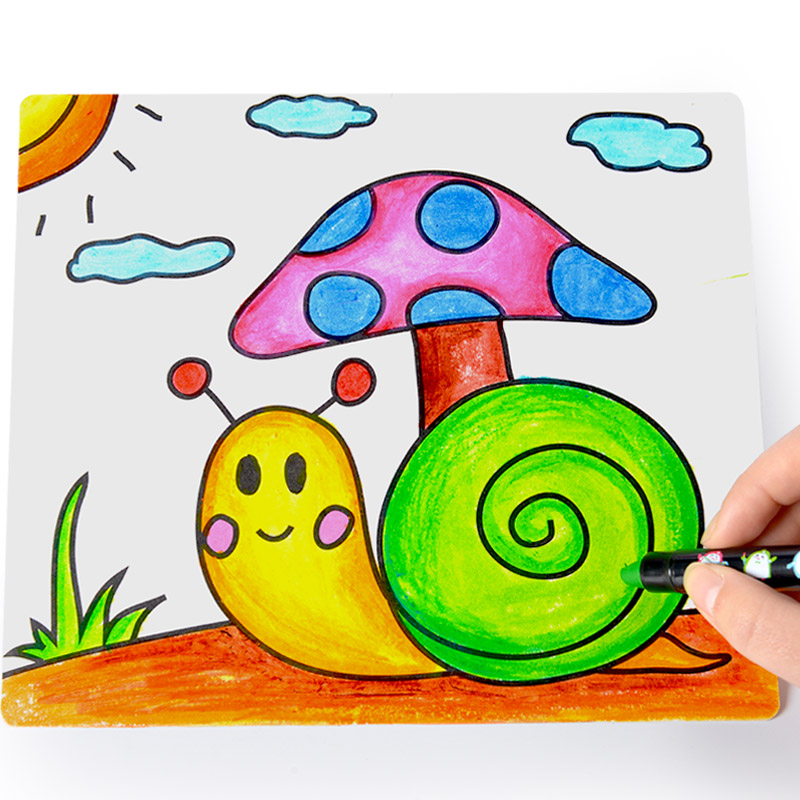 儿童画画书填色图画书3-6岁宝宝涂鸦描绘画本幼儿颜料