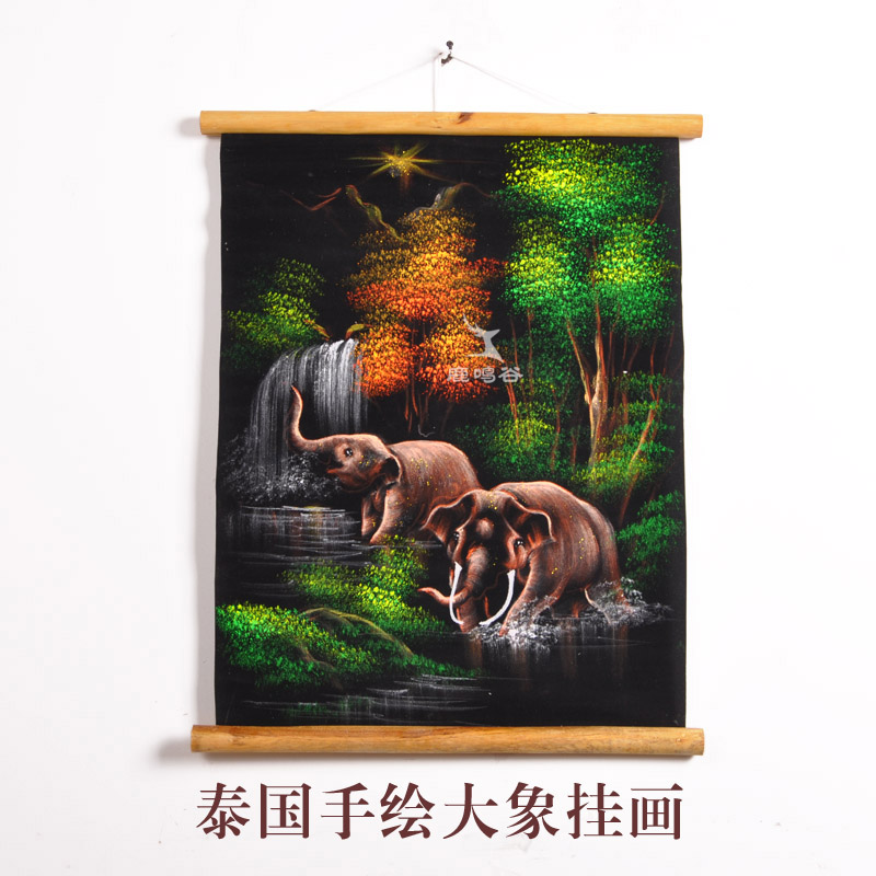 东南亚复古云南客栈餐厅酒店会所装饰画客厅浴室中式泰国大象挂画