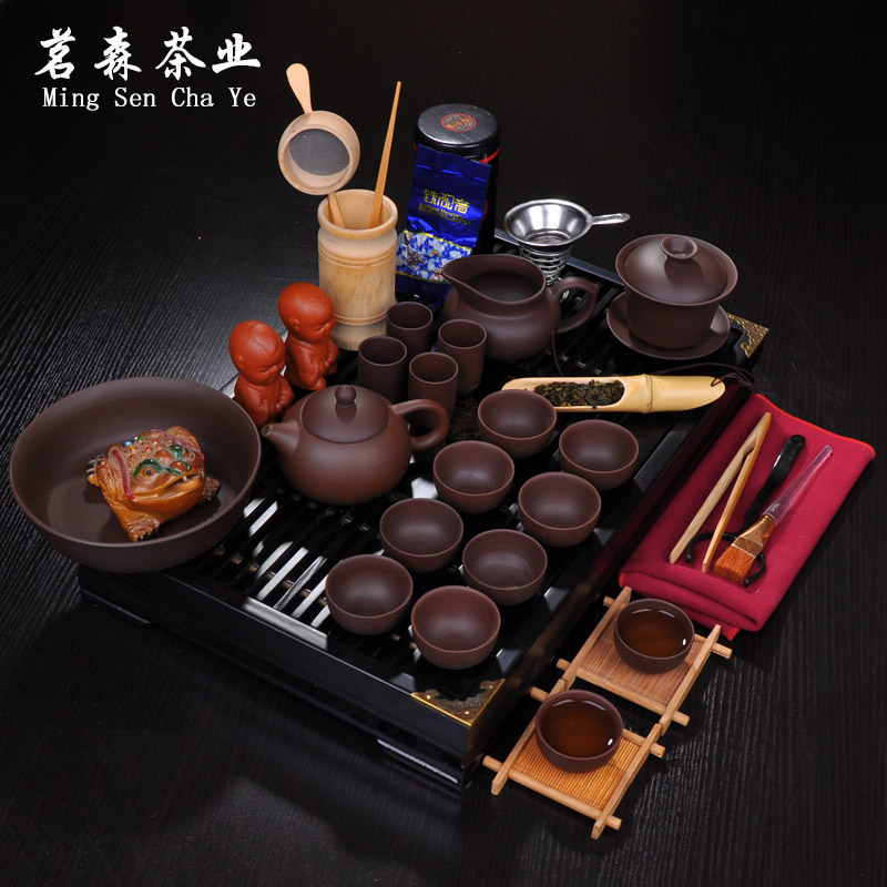 茶具套装特价包邮宜兴紫砂功夫整套实木茶盘茶台茶道茶壶茶海茶杯