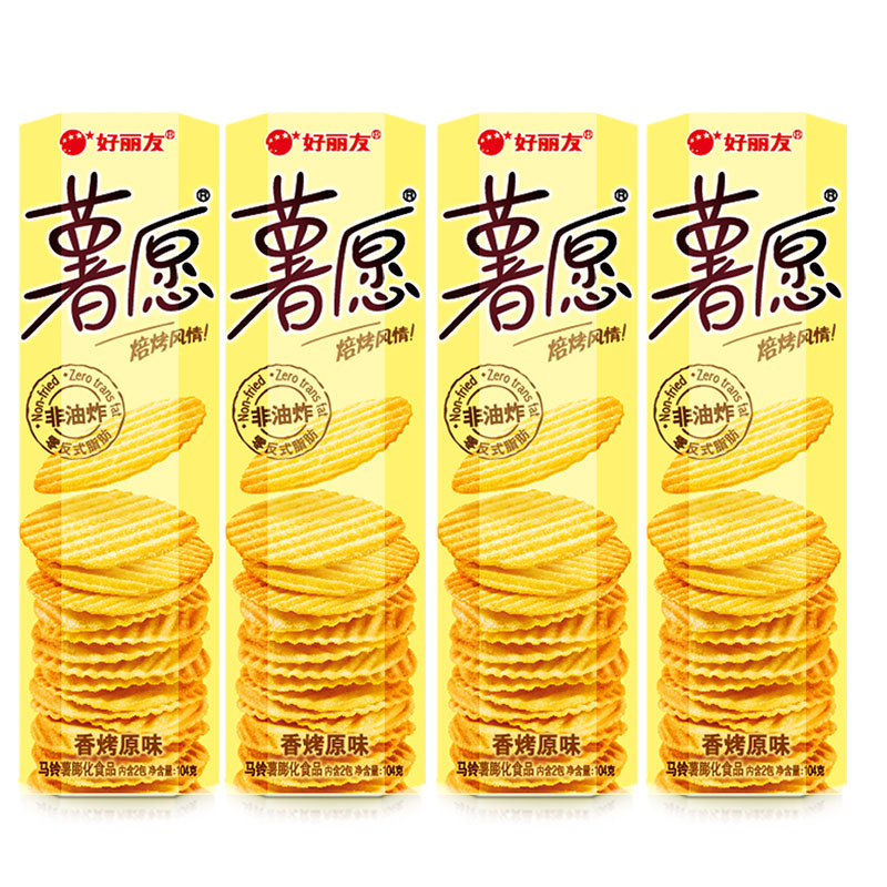 【天猫超市】好丽友薯愿薯片(香烤原味)4连桶(104gx4桶)