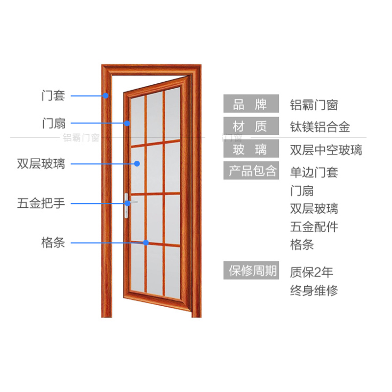 卫生间推拉门铝合金厕所门洗手间门浴室移门隔断铝镁合金门平开门