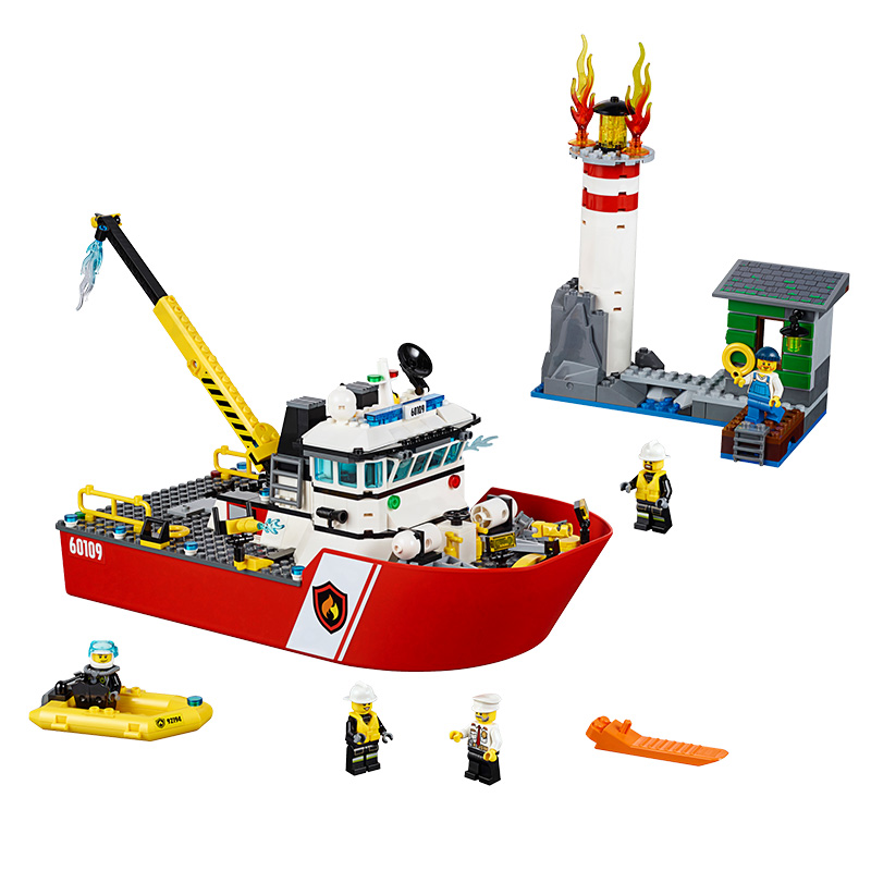 乐高城市系列60109消防船lego city 积木玩具益智拼插