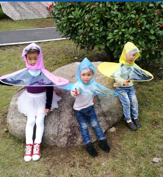 专利正品飞碟帽雨罩伞学生自动雨伞帽儿童免撑