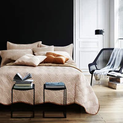 欧式床单床套纯棉绗缝夹棉床盖单件全棉加厚床