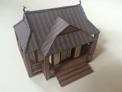 diy手工益智剪纸折纸 古代建筑 老房屋房子别墅 3d立体拼装纸模型