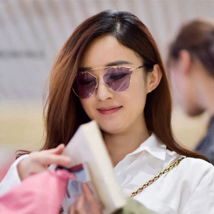 赵丽颖半透明黄色单杠太阳眼镜男女潮网红同款欧美复古圆脸墨镜