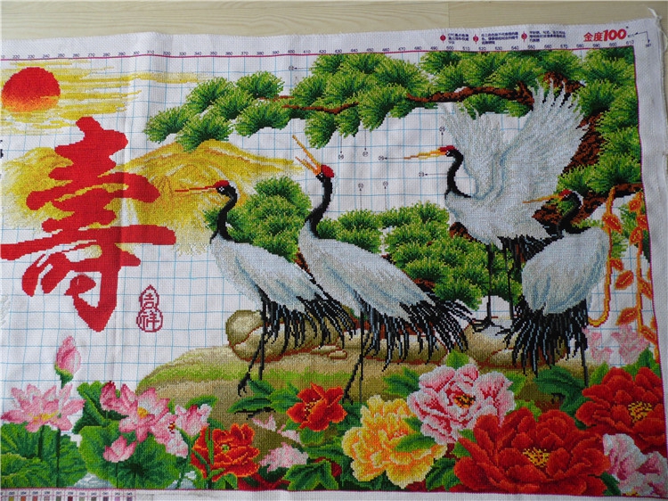 绣好的爱洛纯手工手绣十字绣成品富贵平安寿福如东海寿比南山新款