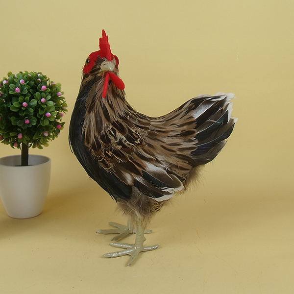 仿真动物公母鸡模型工艺品真羽毛纯手工制作创意摆件摄影道具礼物