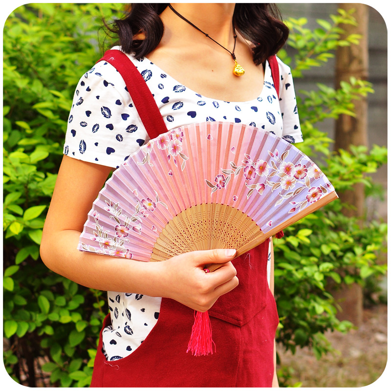 送扇套中国风扇子折扇夏天日式折扇可爱女季扇子和风跳舞蹈折叠扇