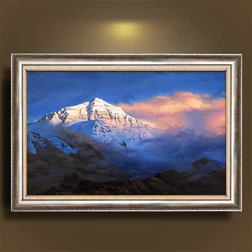 油画纯手绘油画风景雪山风景客厅酒店书房高品质有框画