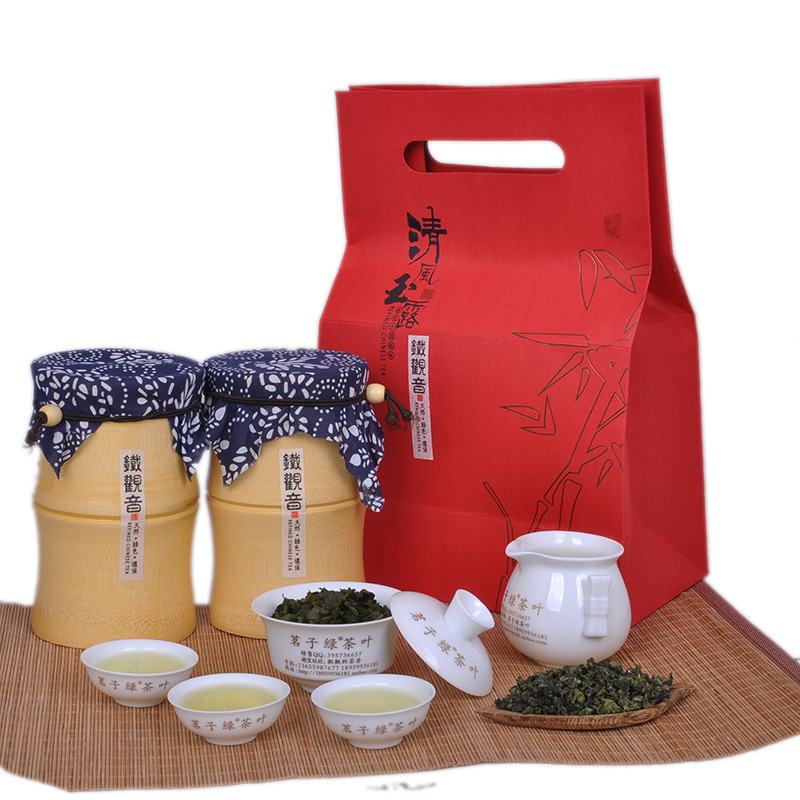 茗子绿 特级福建安溪铁观音 竹筒铁观音 礼品包装 2份 送全套茶具