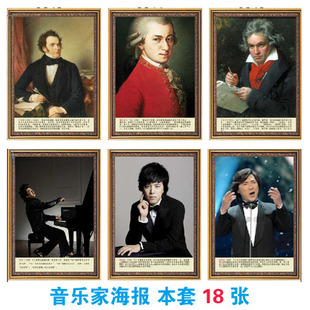 贝多芬肖邦莫扎特巴赫李斯特中外音乐家海报肖像画报挂图画像墙贴