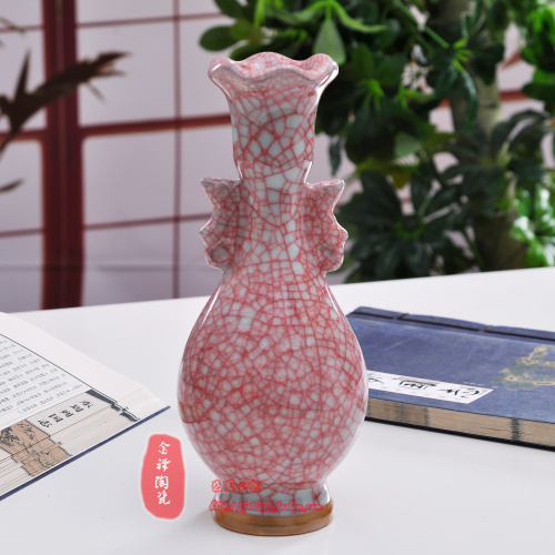 包邮景德镇陶瓷花瓶 官窑冰片裂纹釉钧瓷瓷器 古典现代时尚摆设件