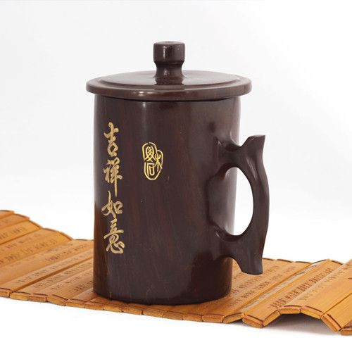 包邮木鱼石杯子正品无蜡茶具天然非紫砂水杯礼品盒茶杯吉祥如意