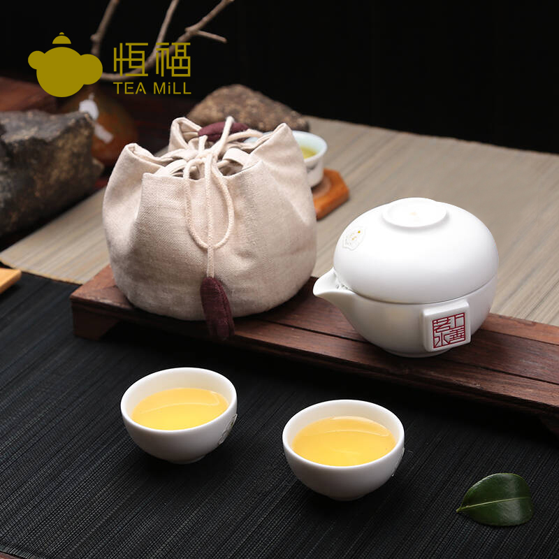 恒福功夫茶具景德镇陶瓷便携旅行茶具套装 上善若水茶侧半组