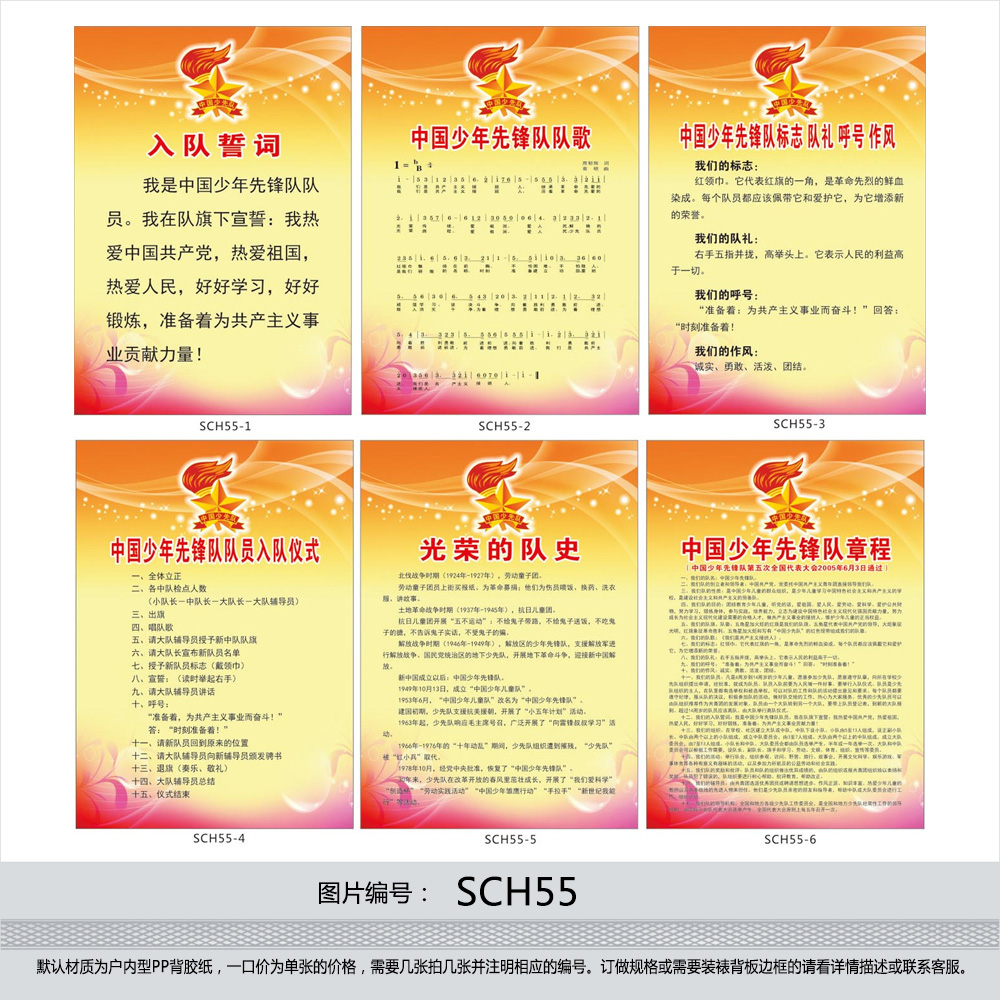 少先队制度挂图 入队誓词 中国少年先锋队队歌 章程 队礼 sch55