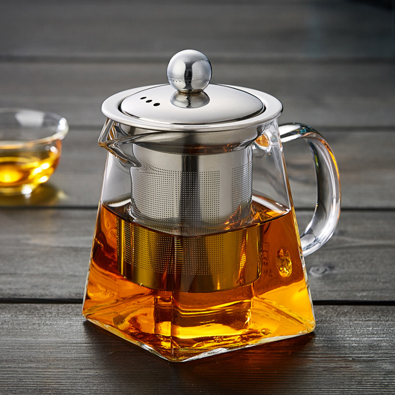 绿昌明耐热玻璃茶壶泡花茶壶不锈钢加厚茶具 带过滤 耐高温泡茶器