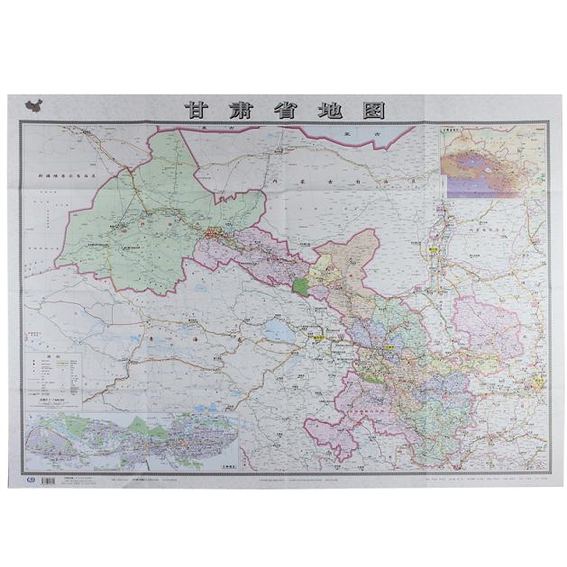 8米 全一张 袋装折叠版 纸质无覆膜 甘肃地图贴图挂图政区图地形图 中