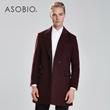 ASOBIO 冬季男士大衣 舒适针织毛呢双排扣长款大衣3542434637