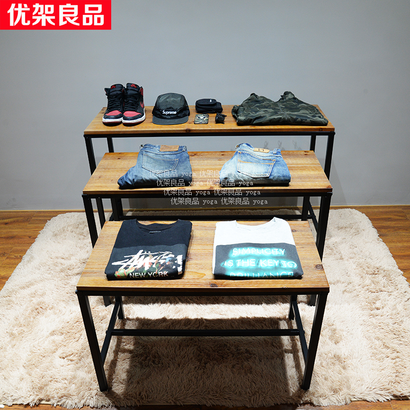 zara橱窗展示台流水台高低流水台货架置物架铁艺服装展示架陈列台