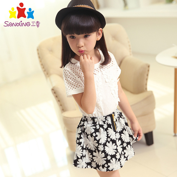 正品儿童套装 童装 15新款 小女孩短袖 大女童