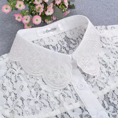 双层树叶形领花毛衣装饰假领子女秋冬钉珠水钻